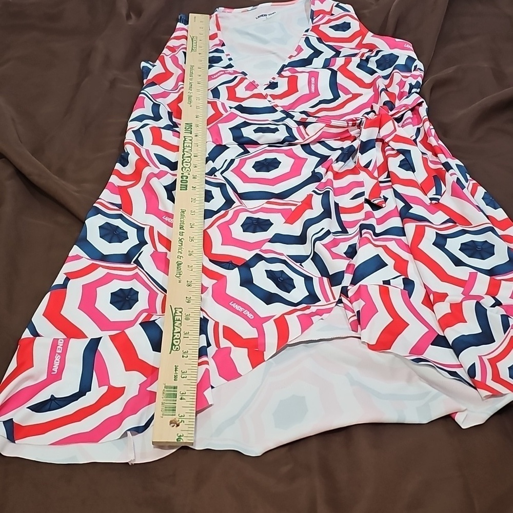 Land’s End Ruffle Hem Swim Cover Up Umbrella Wrap Dress Size S Adjustable Waist - Picture 6 of 10